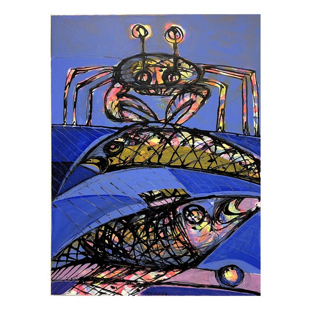 Mathias Wunderlich, Crab with Fish, 2026, Canvas and Acrylic For Sale