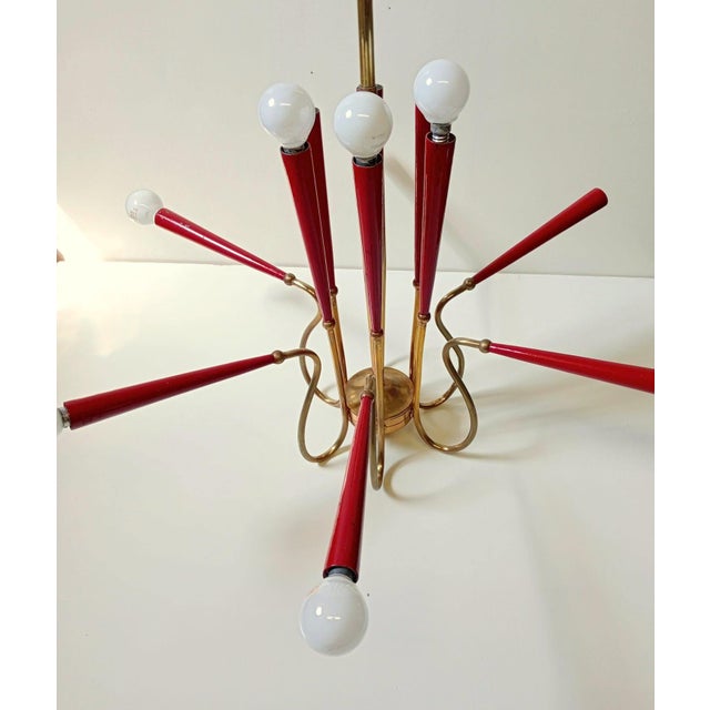 Italian Chandelier in the Manner of Arredoluce, 1950s For Sale - Image 3 of 9