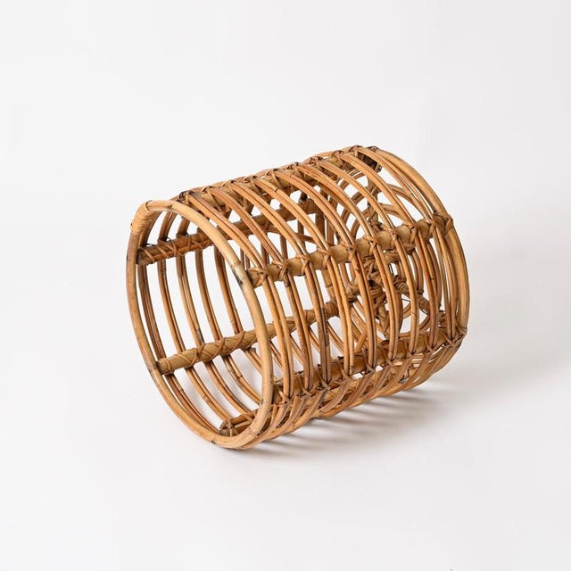 Rattan and Wicker Round Pouf by Tito Agnoli, Italy, 1960s For Sale - Image 11 of 12