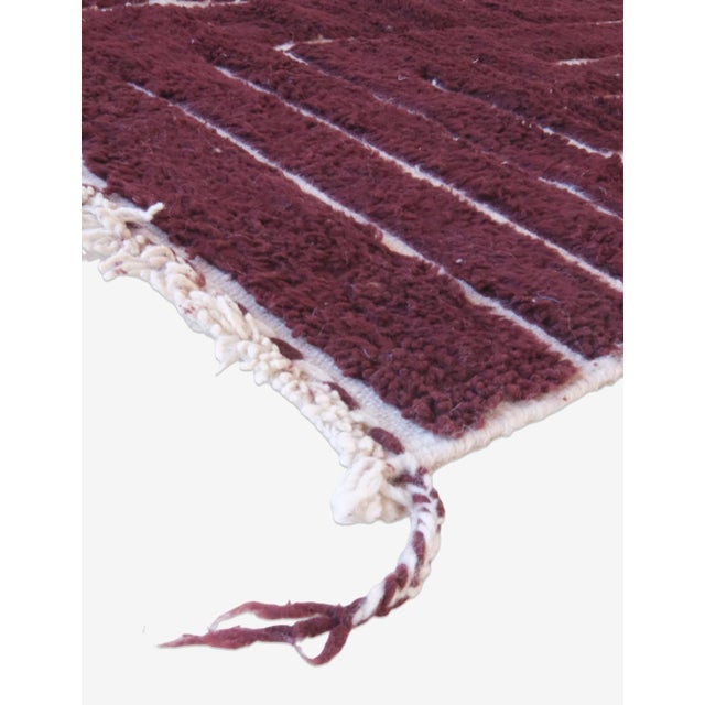 Burgundy Textured Moroccan Wool Rug - 9.3 X 6.8 Ft For Sale - Image 4 of 8