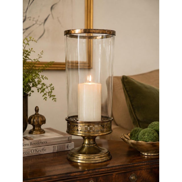 Bring timeless Mid-Century elegance to your lighting with this vintage clear glass lamp shade featuring a substantial aged...