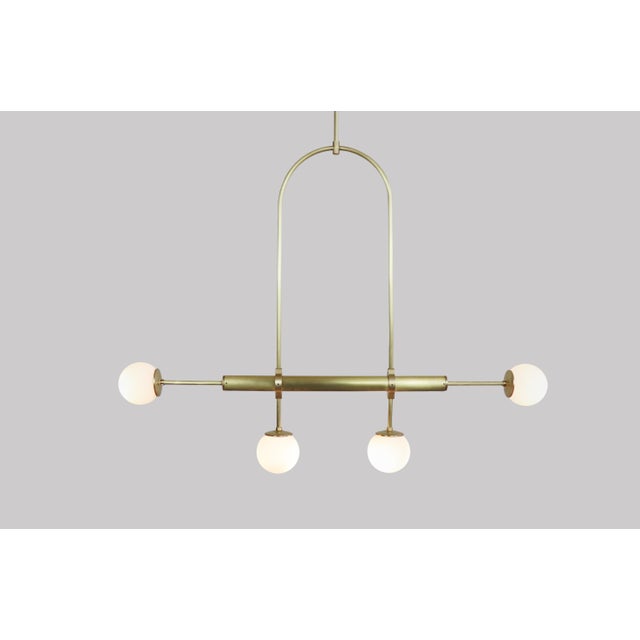 Brass Pendant Chandelier in Satin Brass by Naama Hofman for Naama Hofman Light Objects For Sale - Image 4 of 4