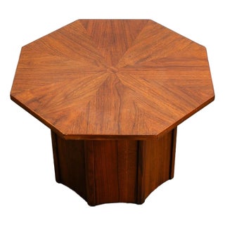 1960s Mid Century Modern End Table Side Lane Octogon Nightstand Danish Walnut MCM 60s For Sale