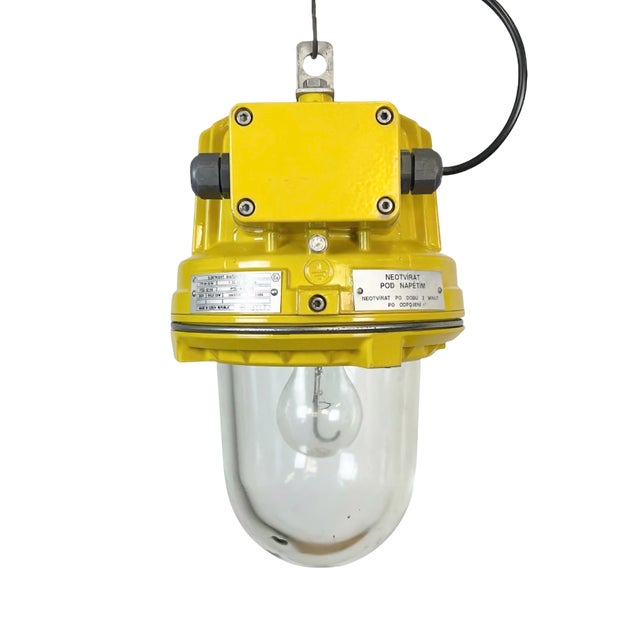 Industrial Yellow Explosion Proof Lamp from Elektrosvit, 1990s For Sale