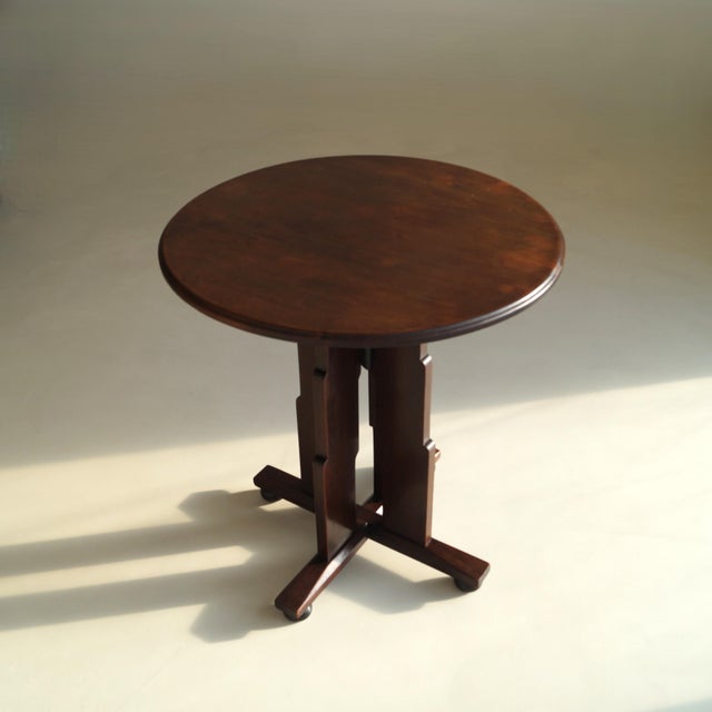 Dutch Amsterdam School Art Deco Side Table with Stepped Design and Ball Feet, 1920s For Sale - Image 3 of 18