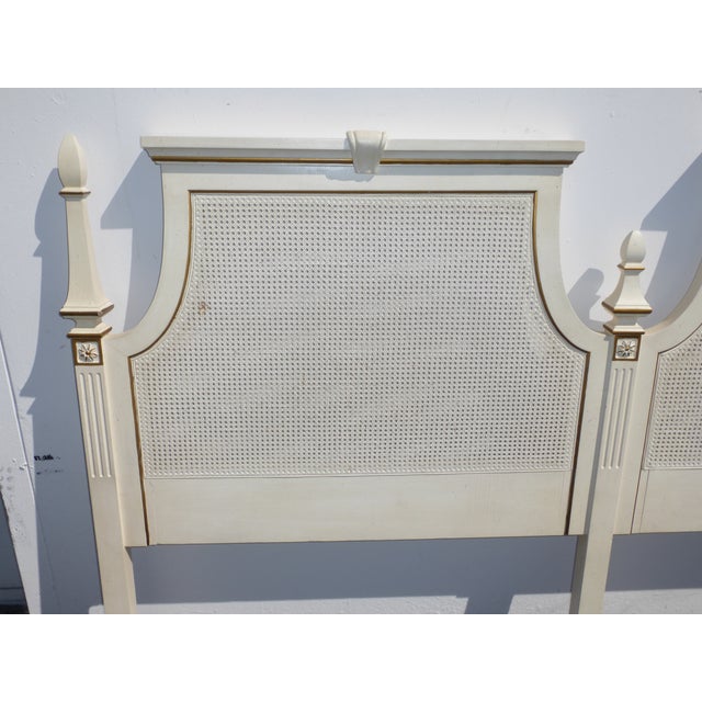 French Provincial White & Gold Cane Headboard Chairish