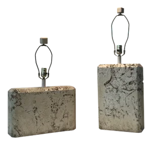 Samuel Marx Fossilized Coral Stone Table Lamps With Matching Finial - a Pair