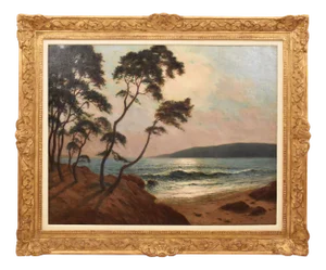 Jean Keuléyan-Lafon, Harbour with Sunset, Oil on Canvas, 20th Century, Framed