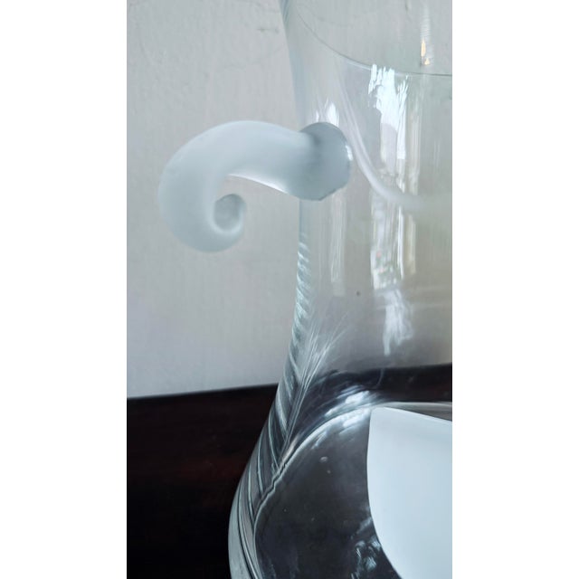 Transparent Vintage Postmodern Glass Punch Bowl Set With Frosted Accents, Handles, and Ladle - 10pcs For Sale - Image 8 of 16