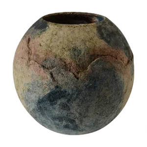 Decorative Globe Shape Textured Studio Vase in Pastel Colors, 1980s
