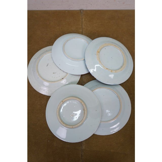 Blue Antique Chinese Export Canton Blue White Pagoda Boats Bread Plates 6" - Set of 15 For Sale - Image 8 of 10