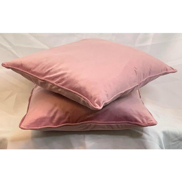 Contemporary Contemporary Italian Medium Pink Velvet Pillows- a Pair For Sale - Image 3 of 7