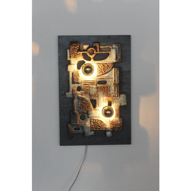 Vintage Brutalist Wall Light Sculpture For Sale - Image 4 of 15