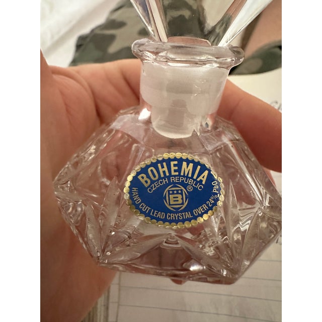 Mid 20th Century Vintage Bohemia Hand Cut Crystal Perfume Bottle For Sale - Image 5 of 6