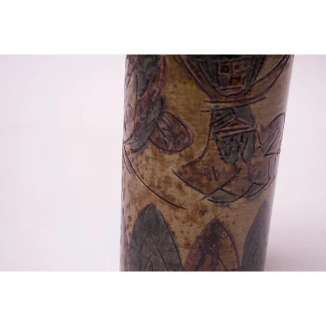 Tan Vintage Japanese Otagiri Incised Vase by Omc For Sale - Image 8 of 13