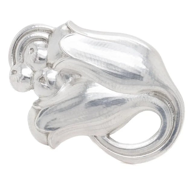 Vintage Georg Jensen Sterling Silver Tulip Brooch No. 100b For Sale - Image 10 of 11