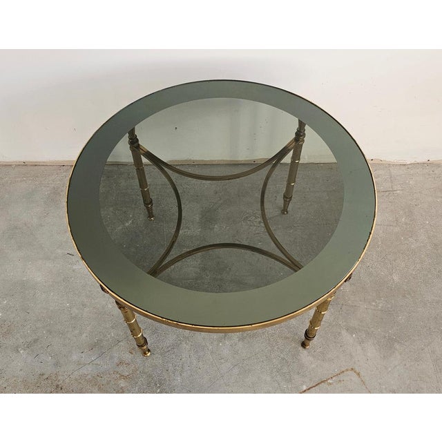 Gold Hollywood Regency Gilt Bronze Circular Coffee Tables from Maison Charles, 1960s For Sale - Image 8 of 12
