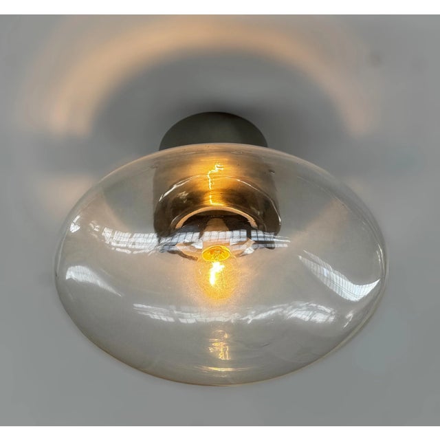Italian 21st Century Polished Nickel and Clear Uno Flush Mount by Fabio LTD For Sale - Image 3 of 6