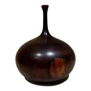 1970s Style of Rude Osolnik Exotic Turned Wood Vessel Weed Pot Vase
