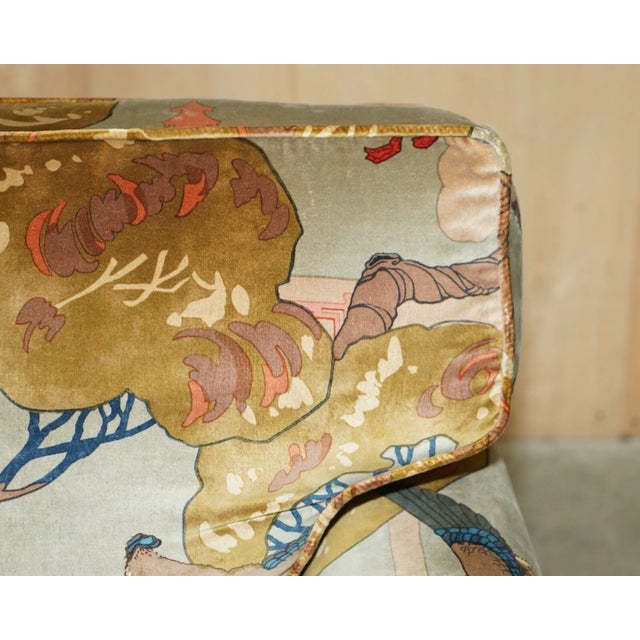 Textile New George Smith "Flying Ducks" Upholstered Armchairs & Ottoman Footstool For Sale - Image 7 of 18