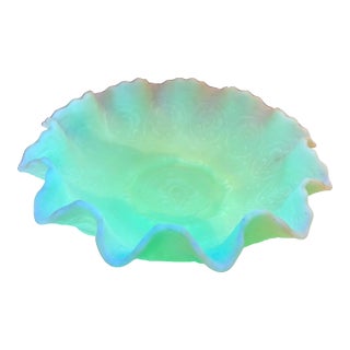 Fenton Uranium Custard Persian Medallion Bowl For Sale
