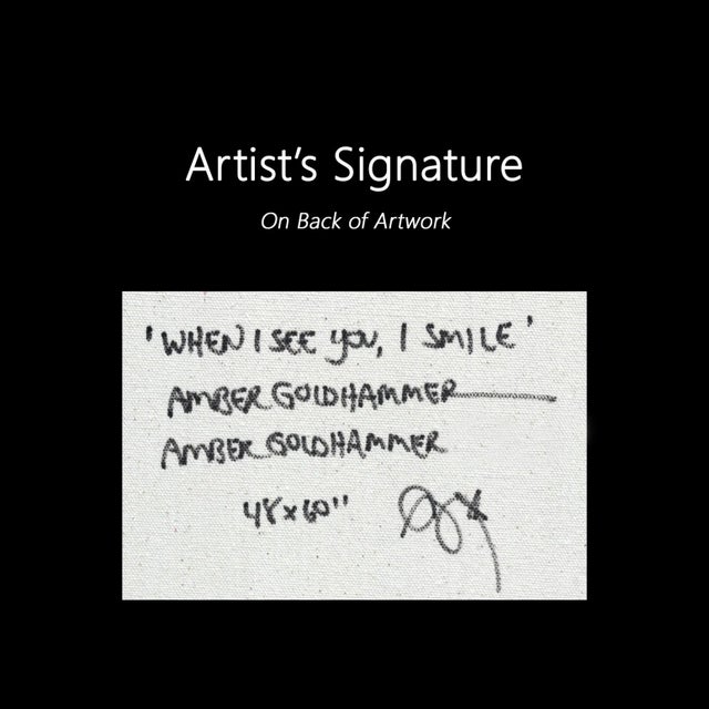 When I See You I Smile - Large Beige Abstract Graffiti Original Artwork by Amber Goldhammer For Sale - Image 9 of 9