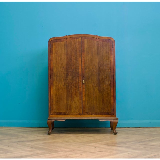 British Art Deco Burr Walnut Tallboy Linen Cabinet, 1930s For Sale - Image 3 of 10