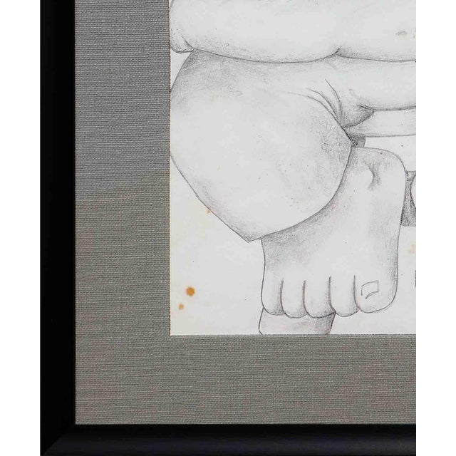 Alberto Godoy Modern Black and White Abstract Figurative Pencil Drawing Study of a Seated Man, 21st Century For Sale In Houston - Image 6 of 10