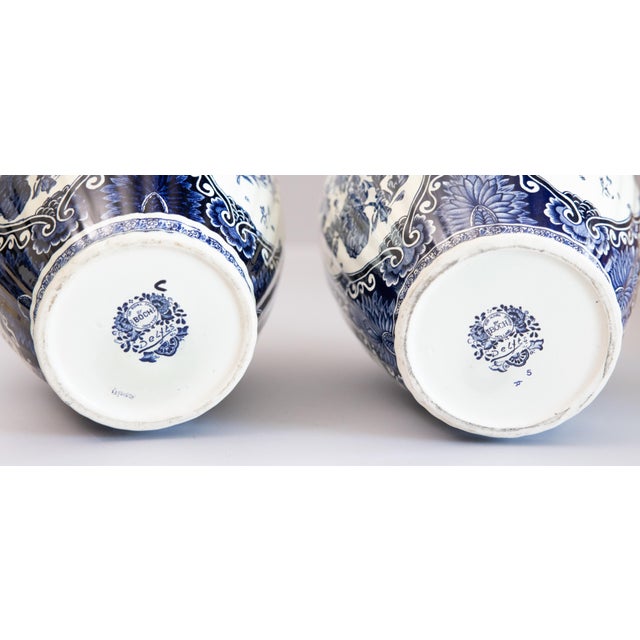 Large Mid-Century Dutch Delft Lidded Ginger Jars Vases - A Pair For Sale - Image 13 of 14