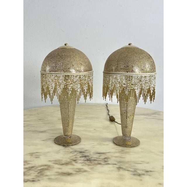 Table Lamps in Mouth-Blown Glass Hand-Decorated with Pure Gold, 1980s, Set of 2 For Sale - Image 9 of 9