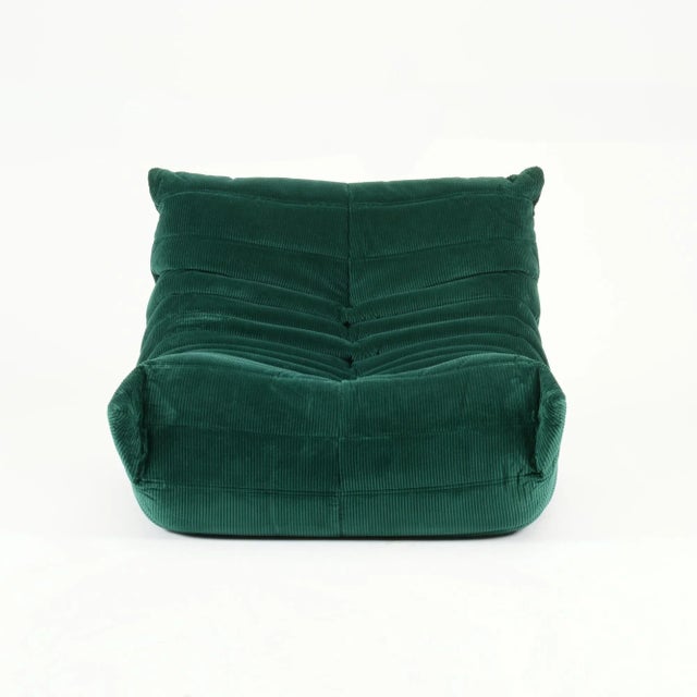 Vintage Ligne Roset Togo 3-Piece Lounge in Emerald Corduroy - Restored For Sale - Image 17 of 18
