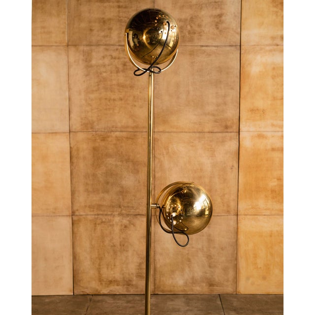 1970s 1970s Brass Double Eyeball Floor Lamp For Sale - Image 5 of 8