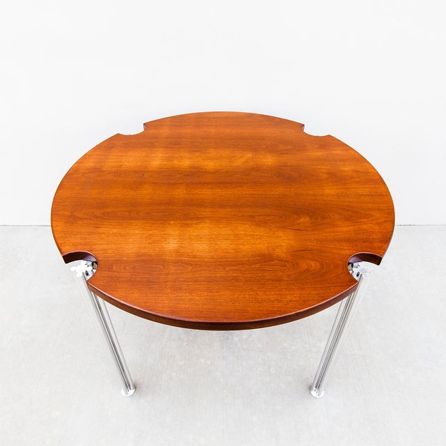 1970s Restored Mid Century Walnut & Steel Dining Table by Risom Design For Sale In Los Angeles - Image 6 of 12