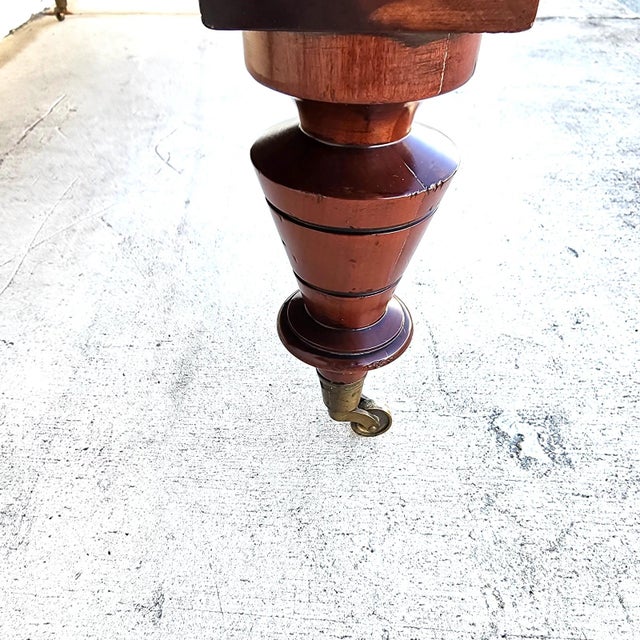 MCM Vintage Wood Inlay Extendable Coffee Table Rolling For Sale - Image 11 of 17