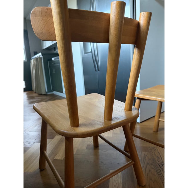 Brown Three Mya Oak Wooden Dining Chairs For Sale - Image 8 of 9