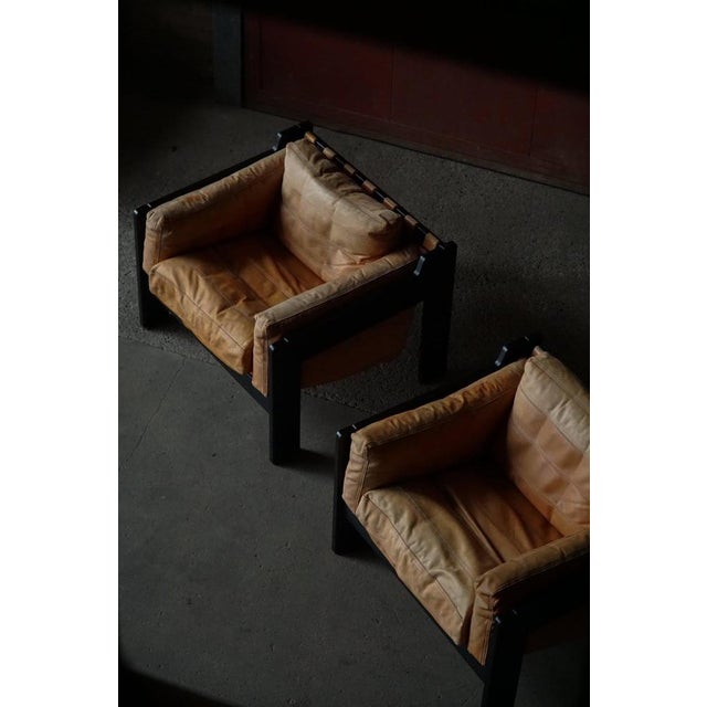 Brutalist Easy Chairs in Wood and Leather by Rud Thygesen and Johnny Sørensen, 1970s, Set of 2 For Sale - Image 3 of 18