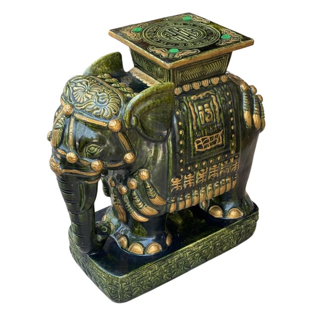1960s Mid Century Ceramic Elephant Garden Stool For Sale - Image 5 of 8