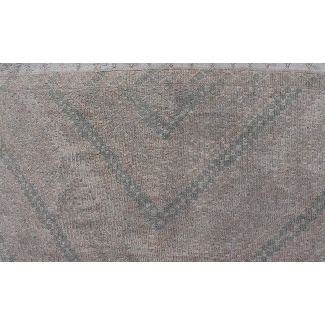 Cream Embroidered Vintage Hand Woven Turkish Kilim With Geometric Diamond Design For Sale - Image 8 of 12