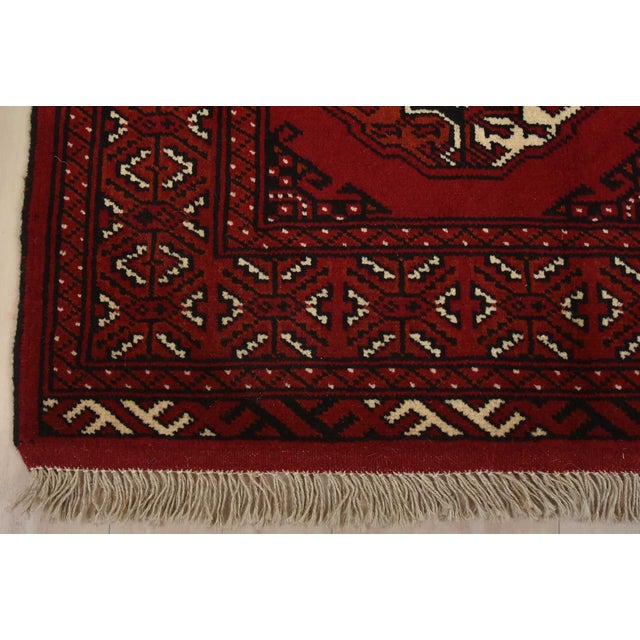 Turkmen Runner 2’6” X 9’7” Red Wool Vintage Tribal Hand-Knotted Oriental Rug For Sale - Image 10 of 13