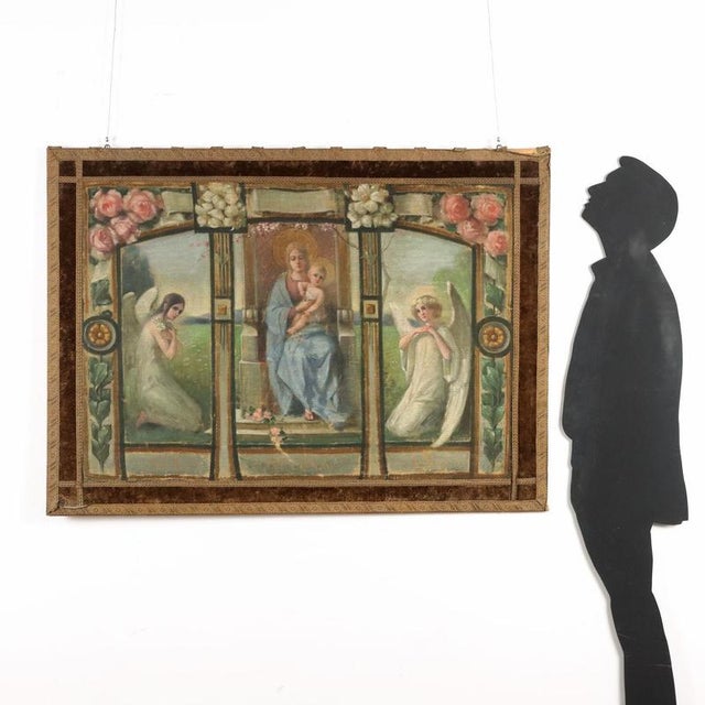 Painted on canvas. Unlike most contemporary banners, this one is hand painted and not printed on canvas. The scene is...