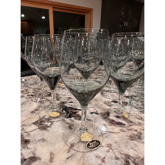 Royal Moselle Blue Nova Smoke Water and Wine Glassware Drinkware Set, Made in Austria- 21 Pieces Large Set Barware For Sale - Image 10 of 11