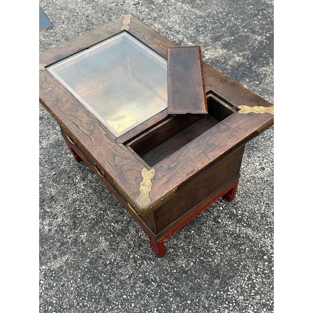 Japanese Antique Elm / Keyaki Hibachi Table on Custom Made Stand. For Sale - Image 13 of 15
