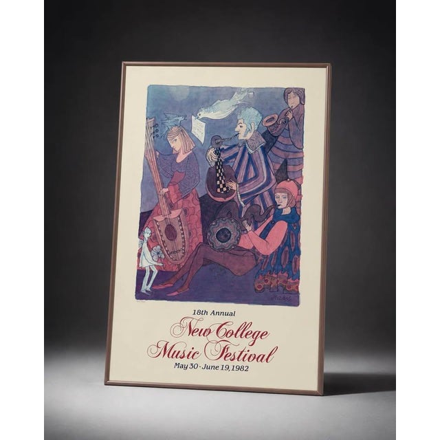 Abstract Vintage 1982 New College Music Festival Framed Poster For Sale - Image 3 of 5