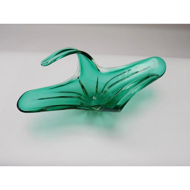 Large Green Glass Centrepiece, Belgium, 1970s For Sale - Image 3 of 9