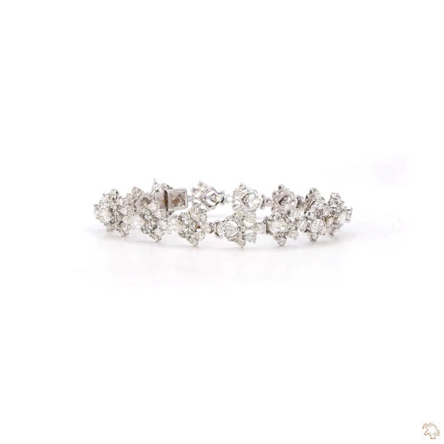 Silver 6.35 Carat Round Brilliant Cut Diamond Gold Bracelet For Sale - Image 8 of 9