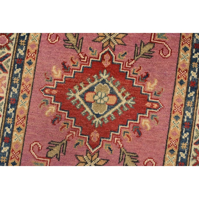 Textile Kazak Runner 2’9” X 9’10” Pink Wool Tribal Hand-Knotted Oriental Rug For Sale - Image 7 of 13