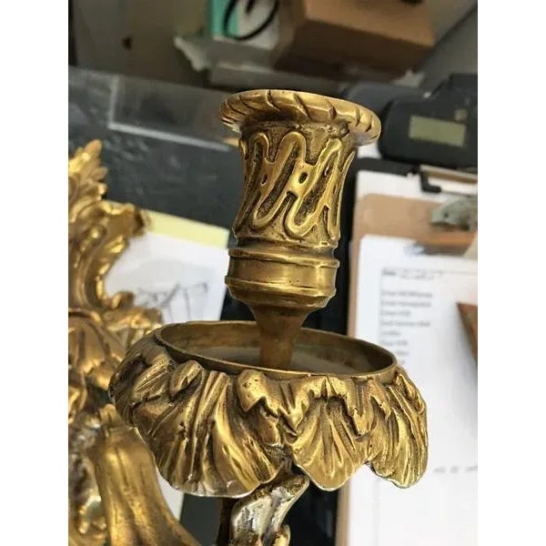 1990s Vintaged Finish European Gold Candle Sconces - a Pair For Sale In Los Angeles - Image 6 of 9