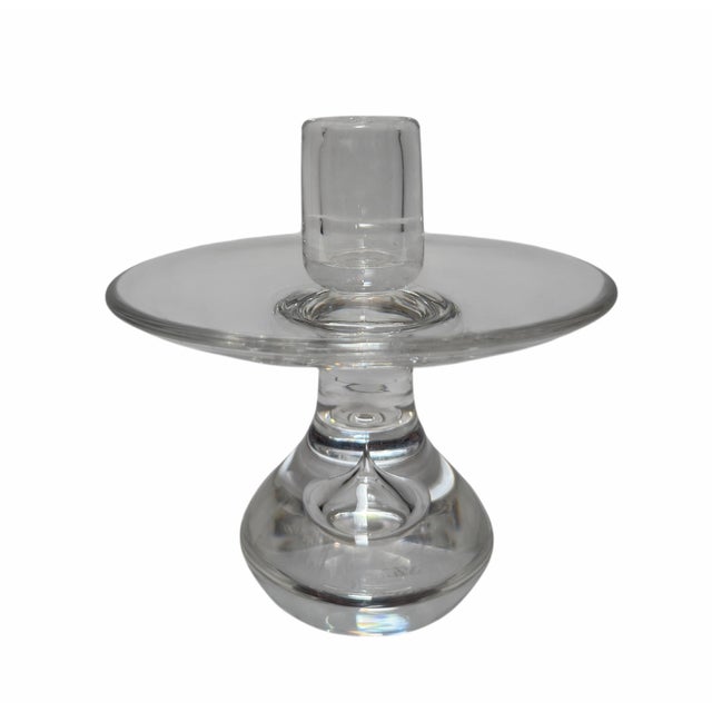 Pair of Steuben Crystal Teardrop Candlesticks.