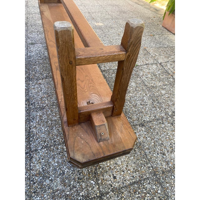 Rustic Oak Farmhouse Bench, 1950s For Sale - Image 14 of 18