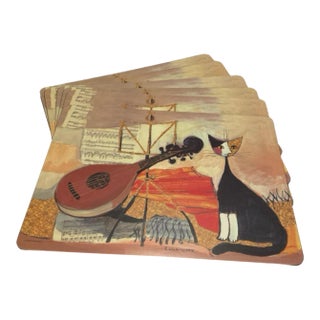 6 Pimpernel Placemats - Musical Cat & Lute - Rosina Wachtmeister Artwork For Sale